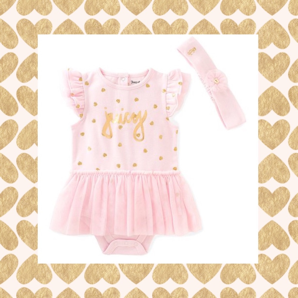 NWT JUICY COUTURE PINK GOLD TUTU BODYSUIT  sz 12mo